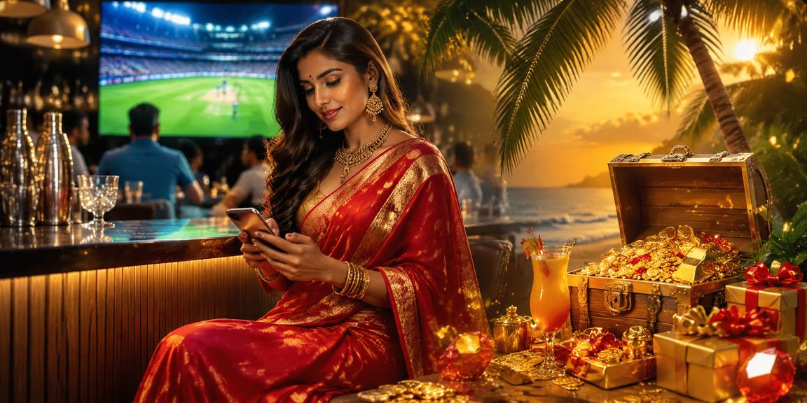 Young Indian woman playing online cricket betting alongside card games on mobile